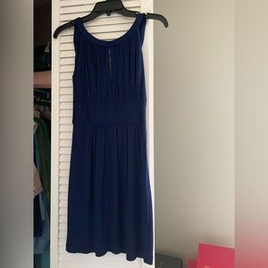 Laila Azhar blue plunge back navy blue dress